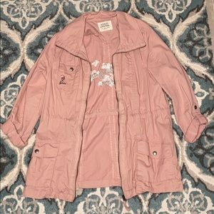Pink floral bomber jacket